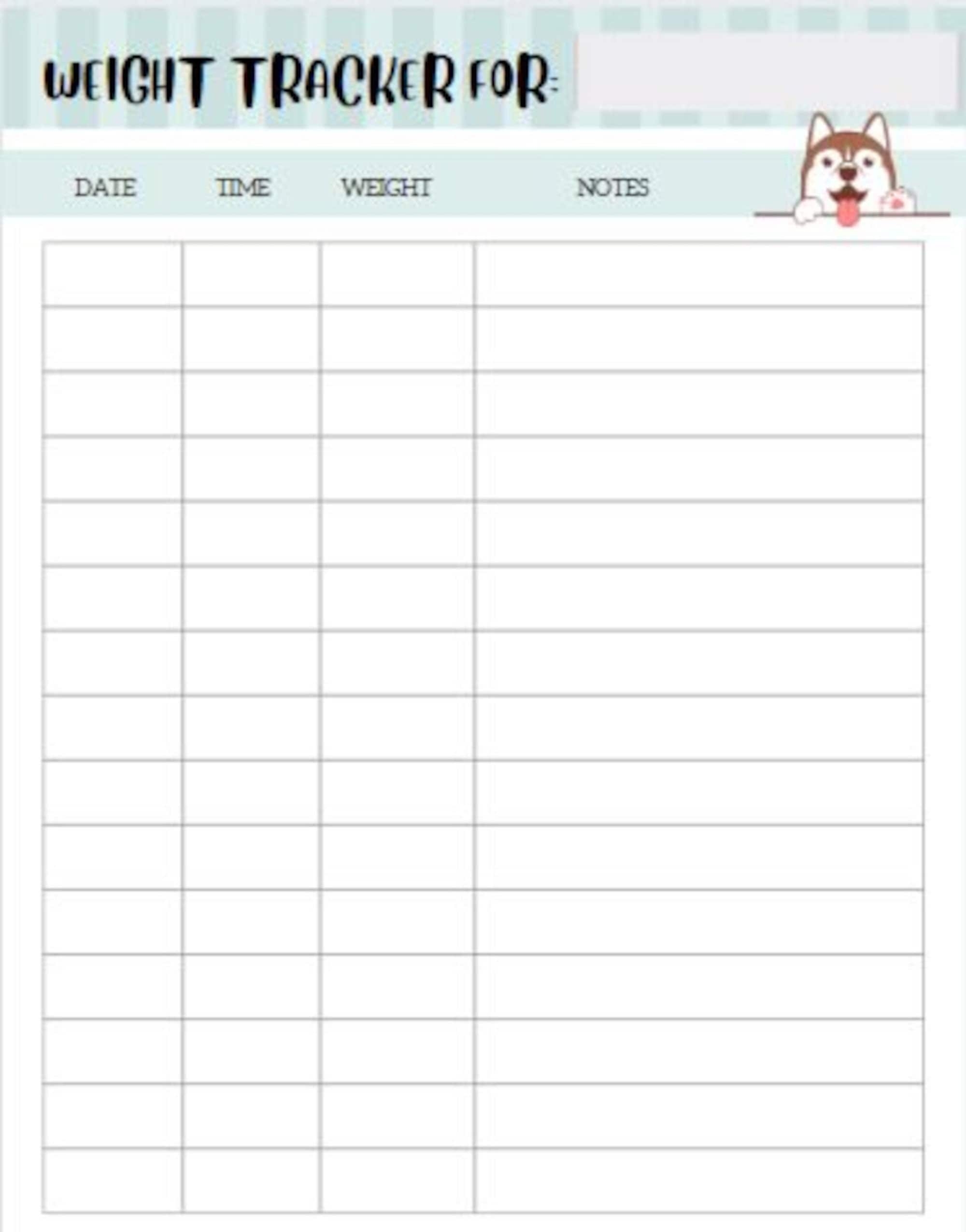 Puppy Weight Tracking Chart Etsy Australia