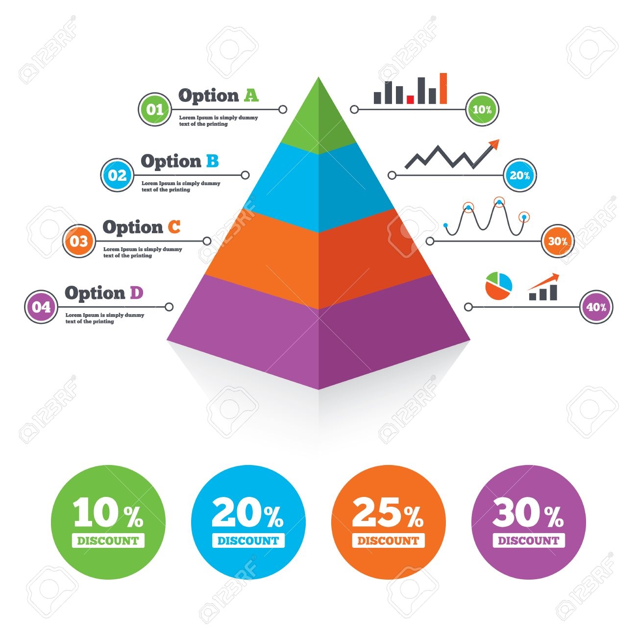 Pyramid Chart Template Sale Discount Icons Special Offer Price Signs 10 20 25 And 30 Percent Off Reduction Symbols Infographic Progress Diagram Vector Royalty Free SVG Cliparts Vectors And Stock Illustration Image 38913391 