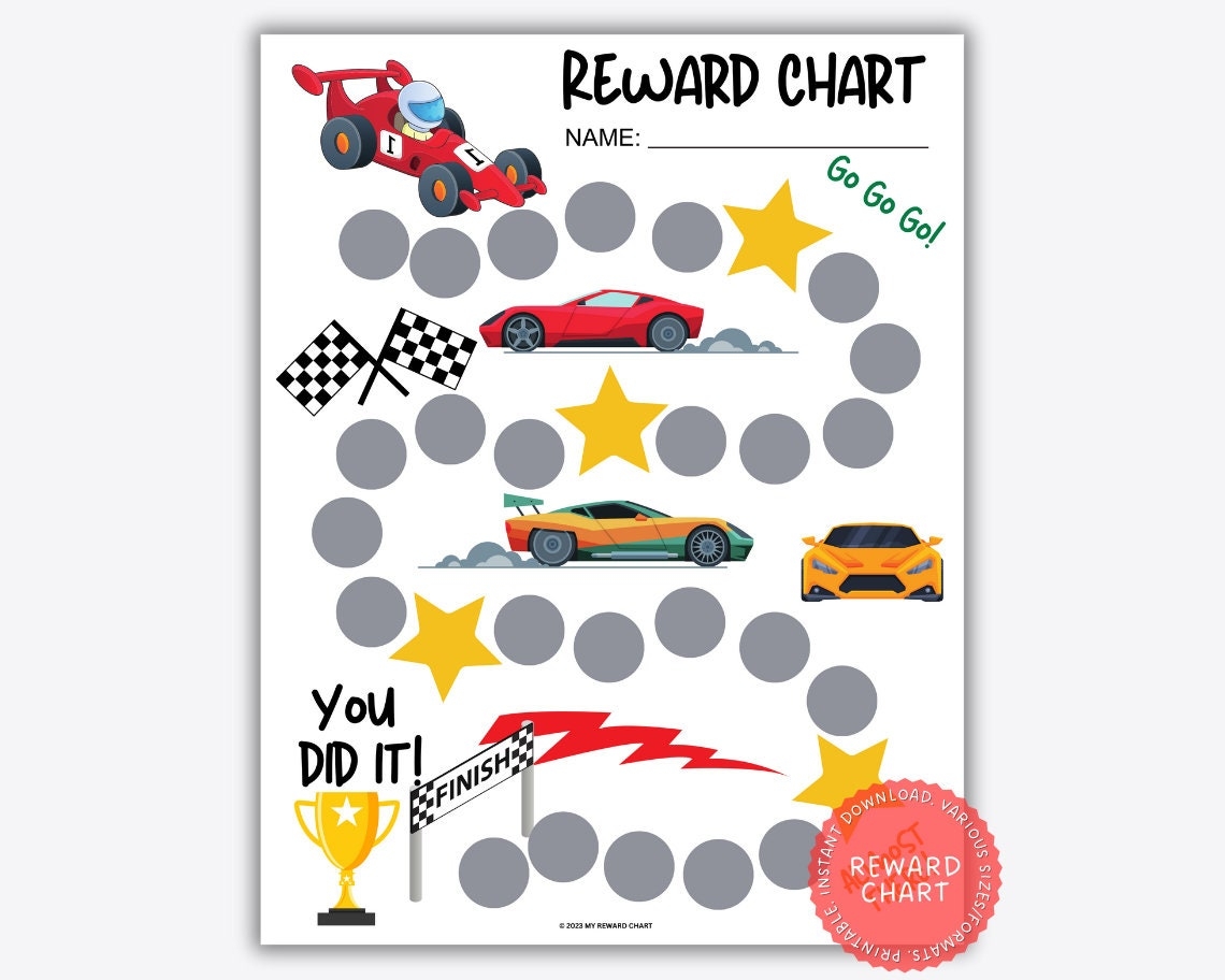 Racecar Reward Chart Reward Chart Cars Printable Printable Racing Chore Chart For Kids Behavior Reward Routine Tracker Reward Your Kids Etsy Israel