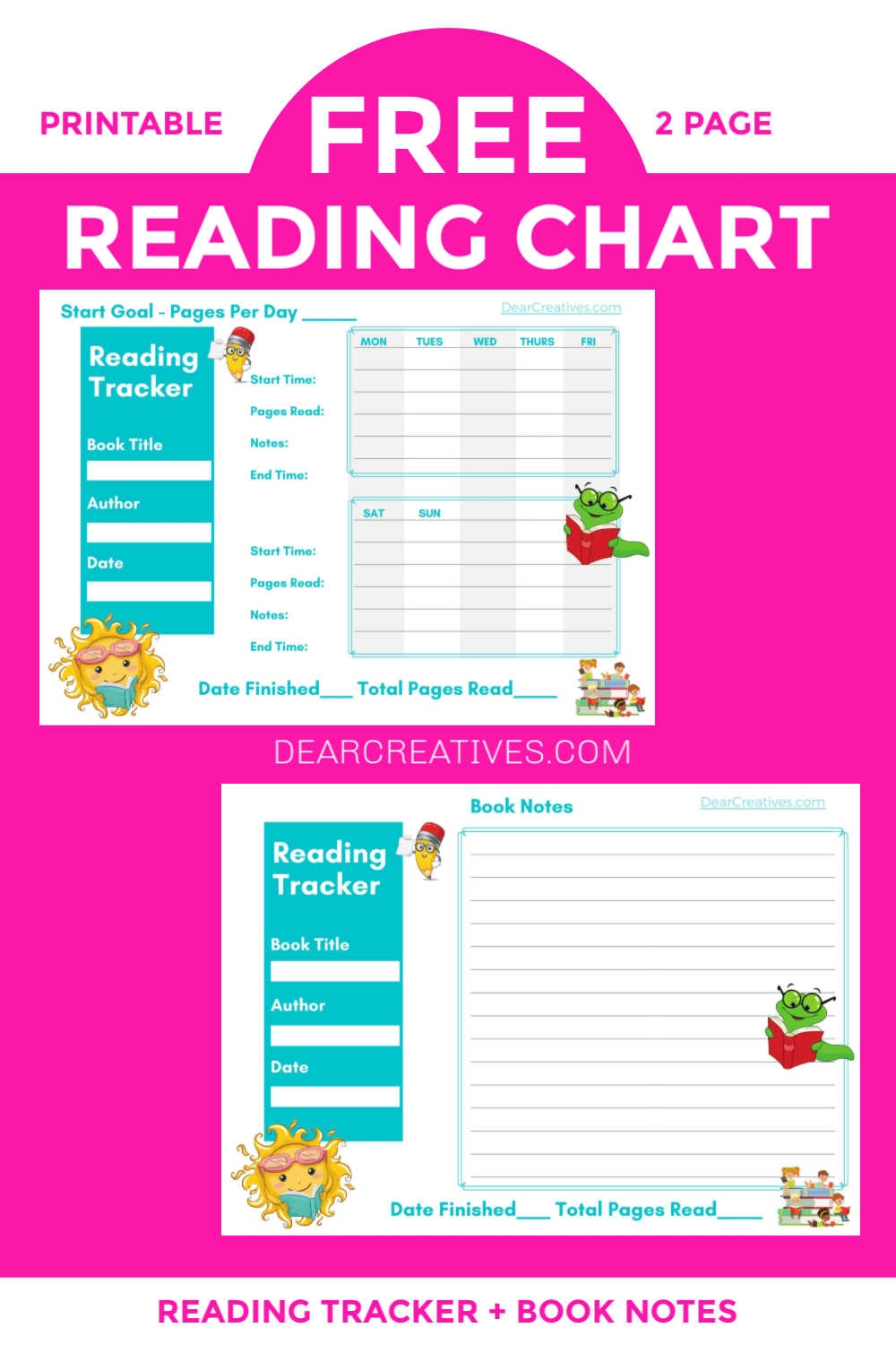 Reading Chart Printables Plus Editable PDF Versions Dear Creatives