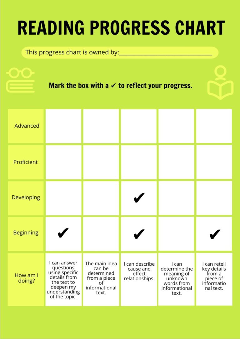Reading Progress Chart In Illustrator PDF Download Template