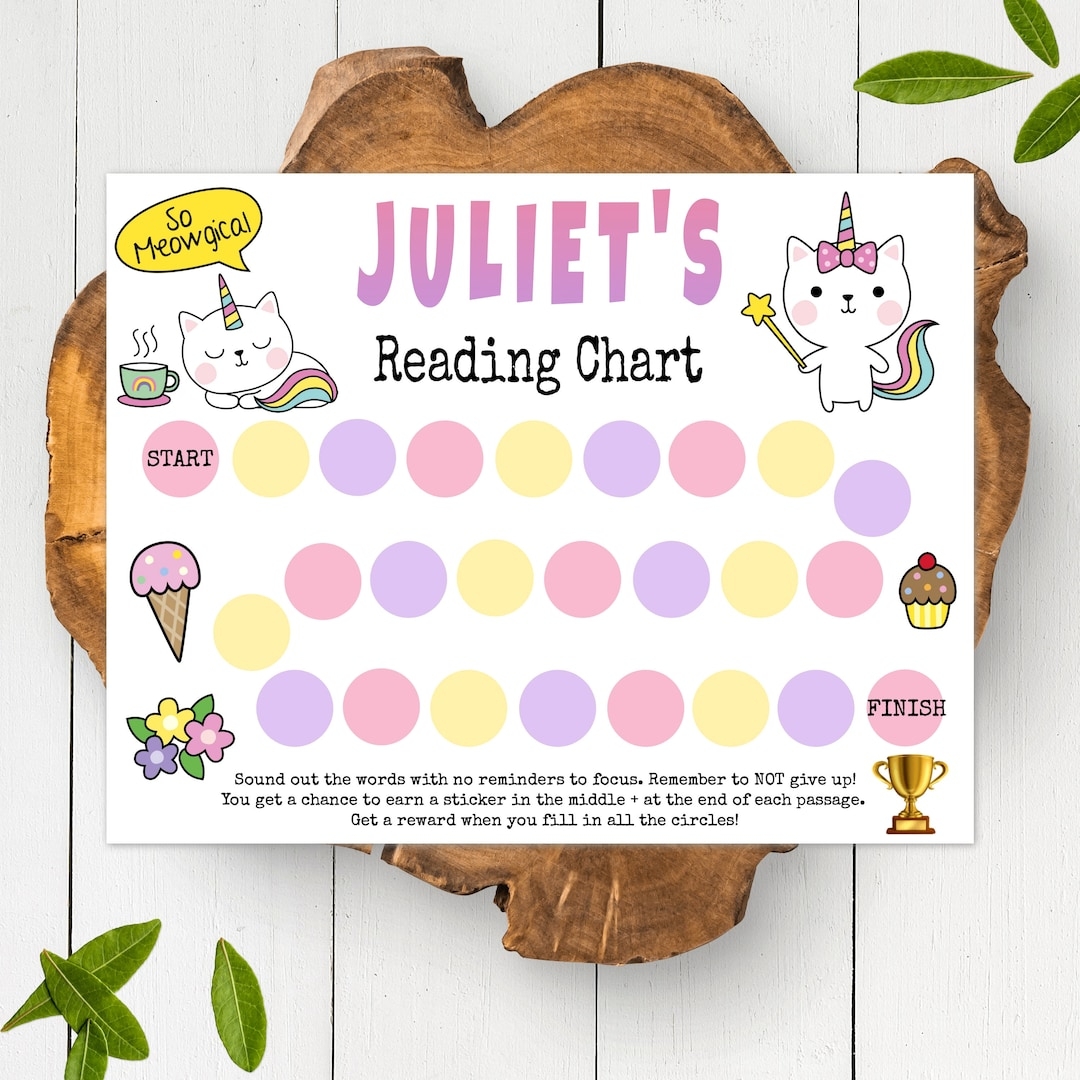 Reading Reward Chart For Kids Printable Reading Chart Template Sticker Chart For Reading Focus Chart Reading Challenge For Home School Etsy
