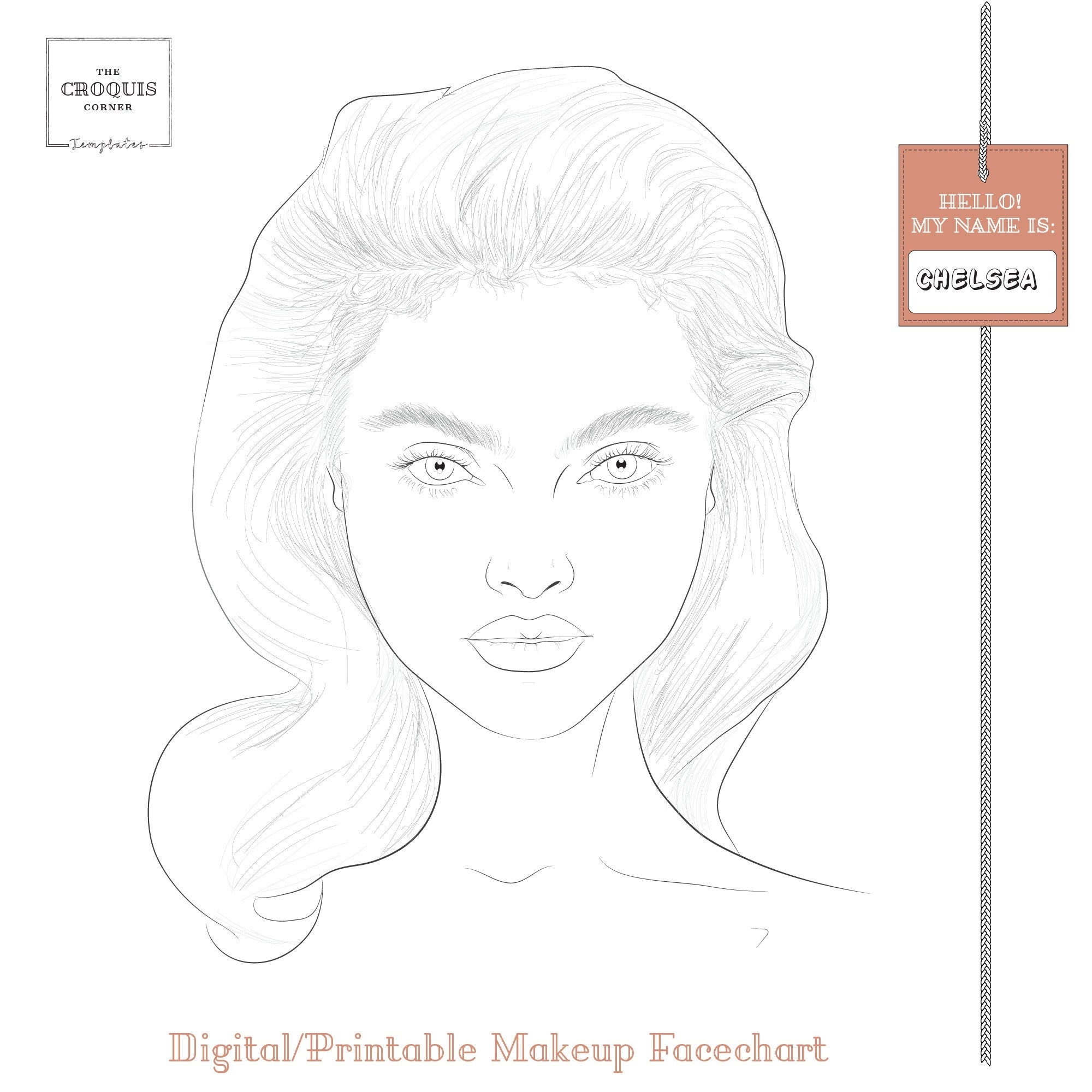 Realistic Makeup Face Chart chelsea Make up Artist Practice Sheets Digital Instant Download Blank Face Template make Up Chart Etsy