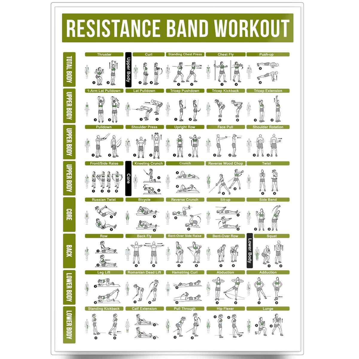 Resistance Band Exercises Workout Gym Fitness Training POSTER PRINT LAMINATED EBay