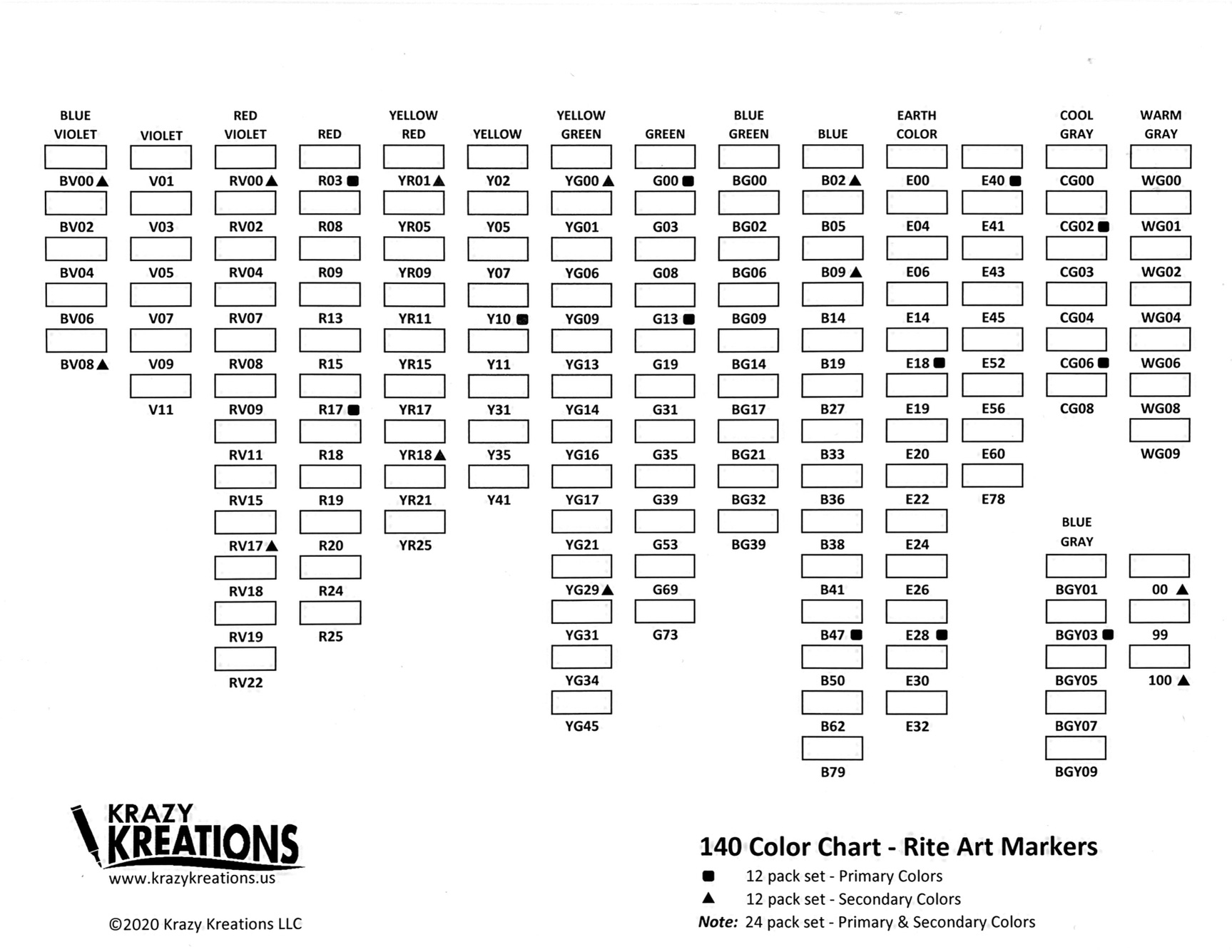 Alcohol Markers Color Chart Printable Alcohol Markers Color Chart Printable