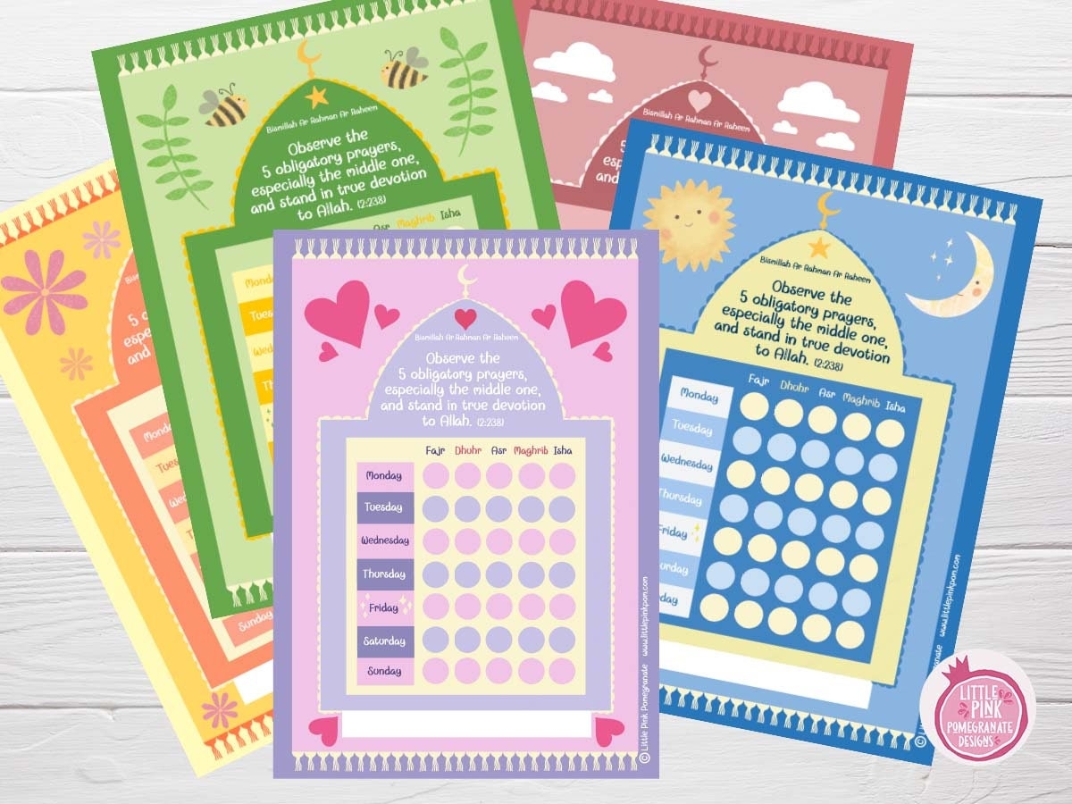 Reusable Muslim Prayer Chart Salah Chart Namaz Chart Prayer Tracker Muslim Child Gifts Islamic Gifts Etsy