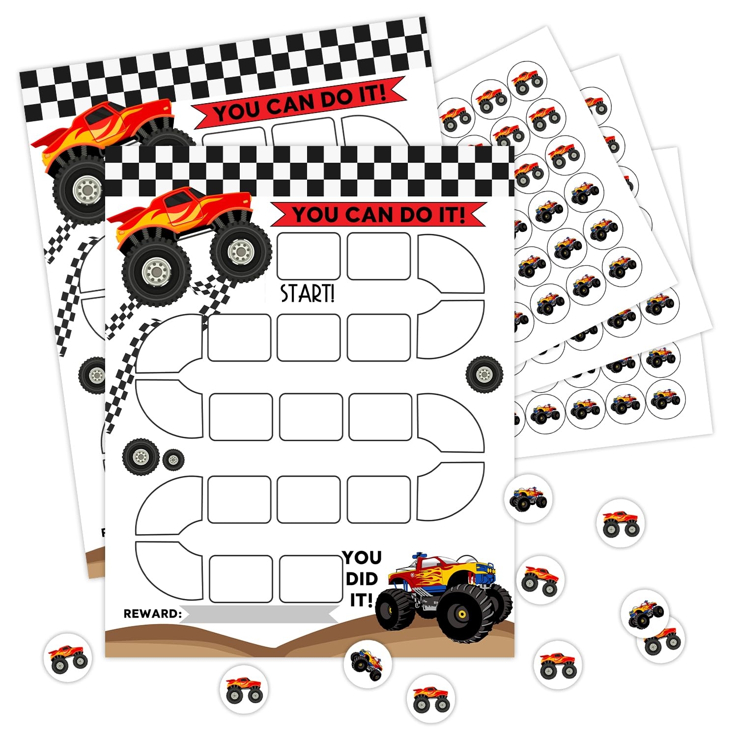 Reward Charts For Kids Monster Truck Task Reward Behavior Chart With Stickers Task Reward Chart For Toddlers Reward Chart For Kids Classroom Teaching Or Home Using 10 Cards 216 Stickers 07 