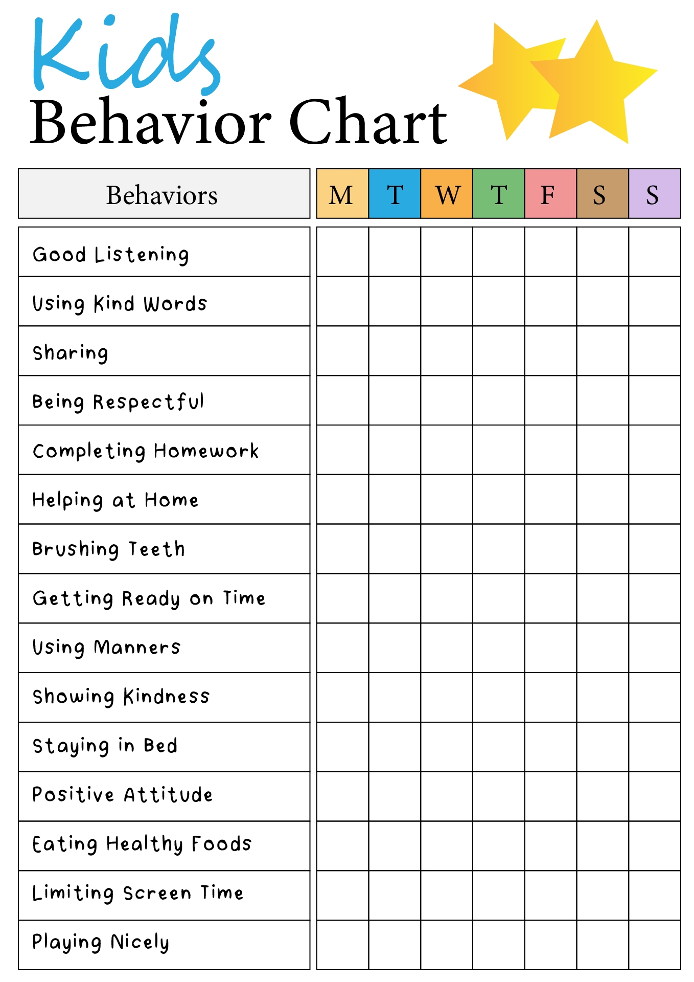 Printable Listening Chart