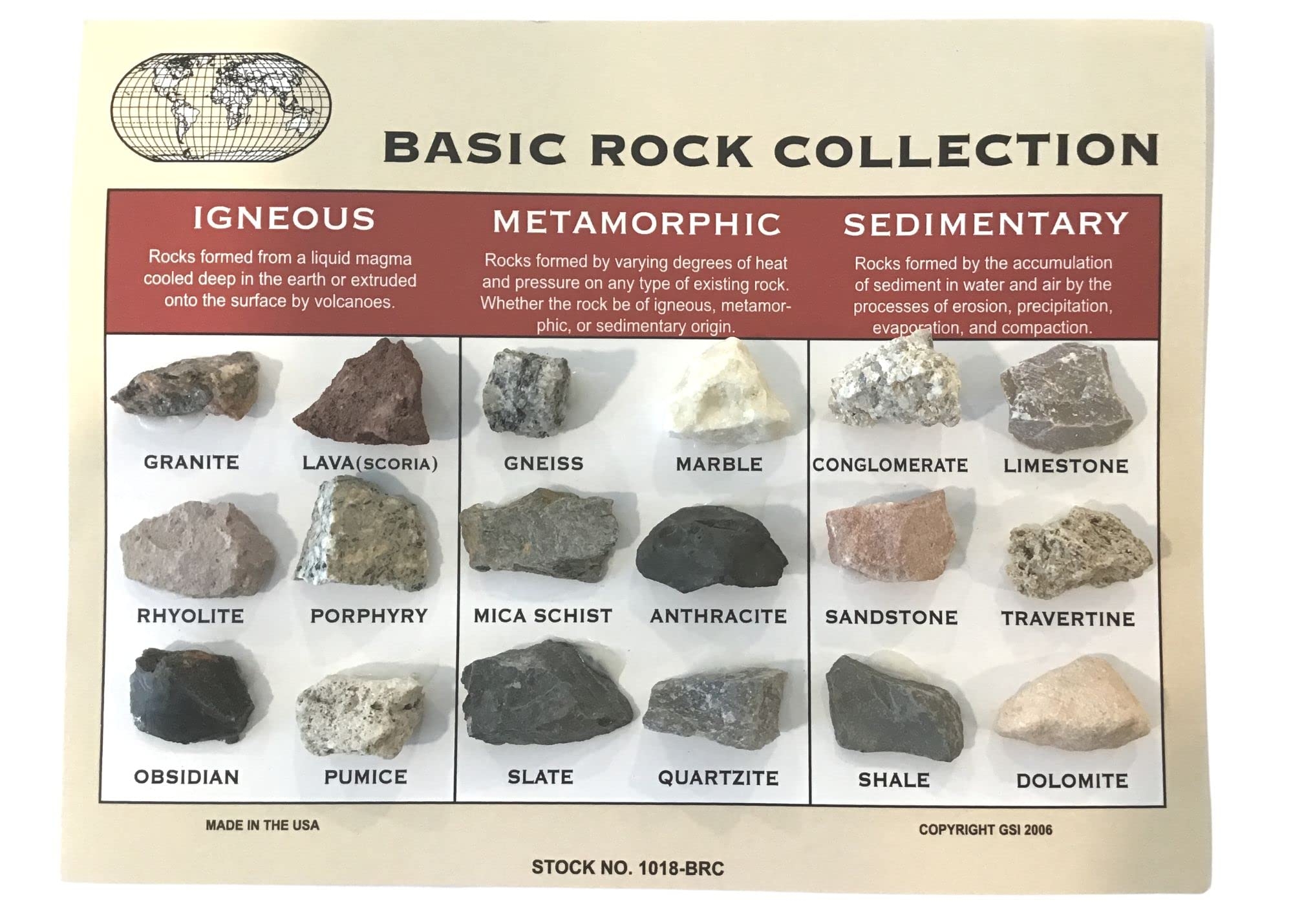 Rock Collection And ID Chart 18 Rocks Igneous Metamorphic Sedimentary From DINOSAURS ROCK Other Products Amazon Industrial Scientific Rock Collection And ID Chart 18 Rocks Igneous Metamorphic Sedimentary From DINOSAURS ROCK Other Products Amazon Industrial Scientific