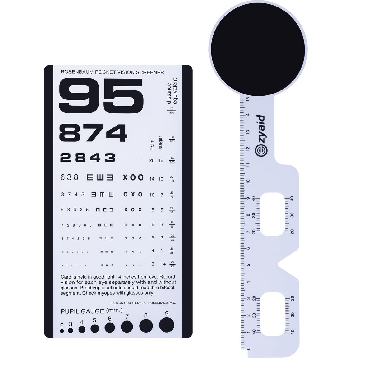 Rosenbaum Pocket Eye Chart With PD Ruler And Eye Occluder Eye Test Chart Comb EBay