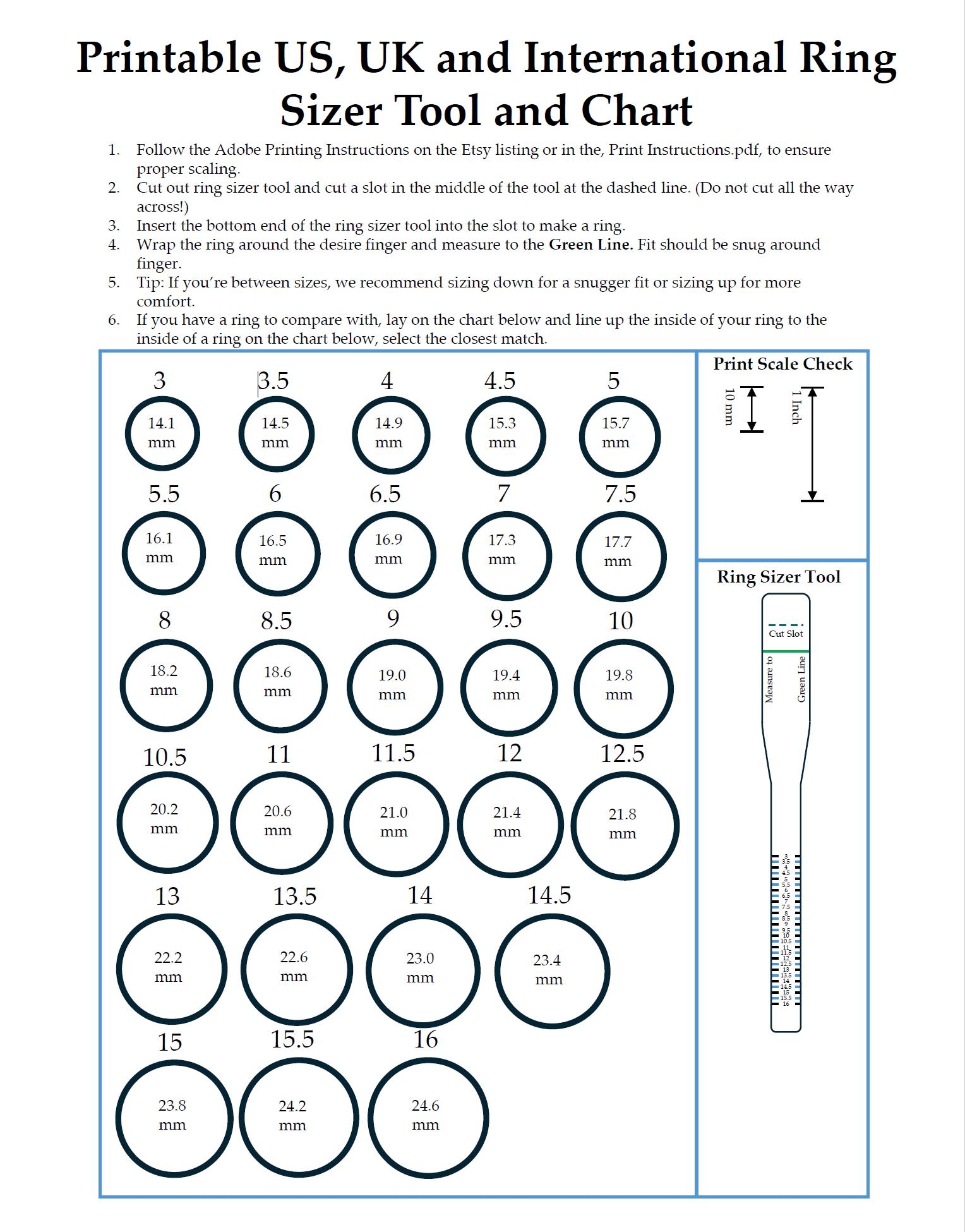 Ruler Ring Size Chart Printable Conversion Chart Average Ring Size For Men 039 s Ring Finger