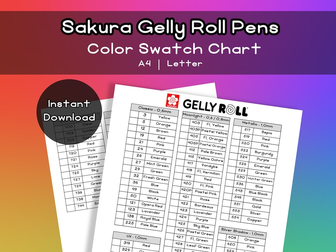 Sakura Gelly Roll Color Swatch Sheet Template Instant Download A4 US Letter Etsy Sakura Gelly Roll Color Swatch Sheet Template Instant Download A4 US Letter Etsy