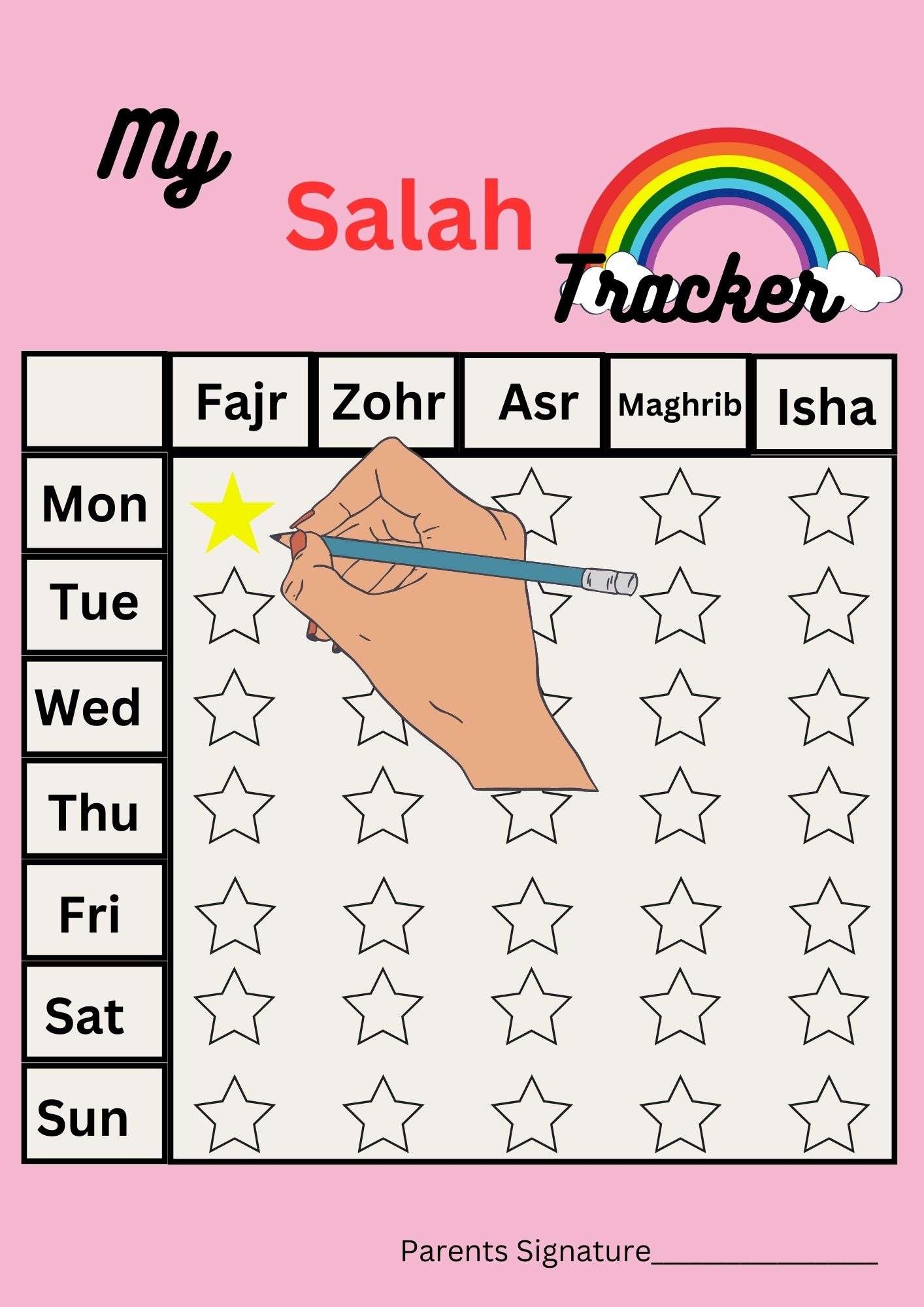 Islamic Prayer Chart Printable