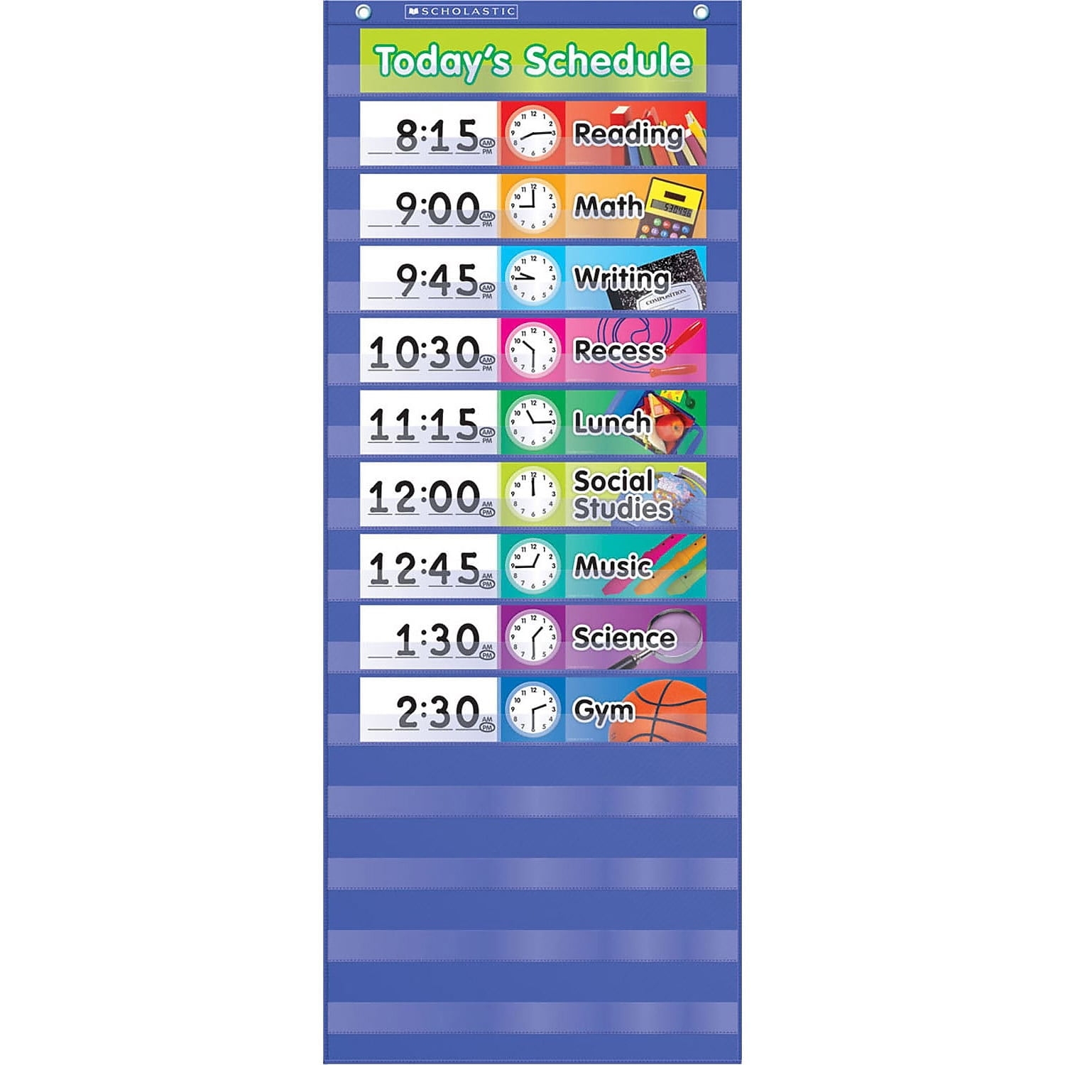 Scholastic Daily Schedule Pocket Chart 13 X 33 Blue Clear 511498 Walmart