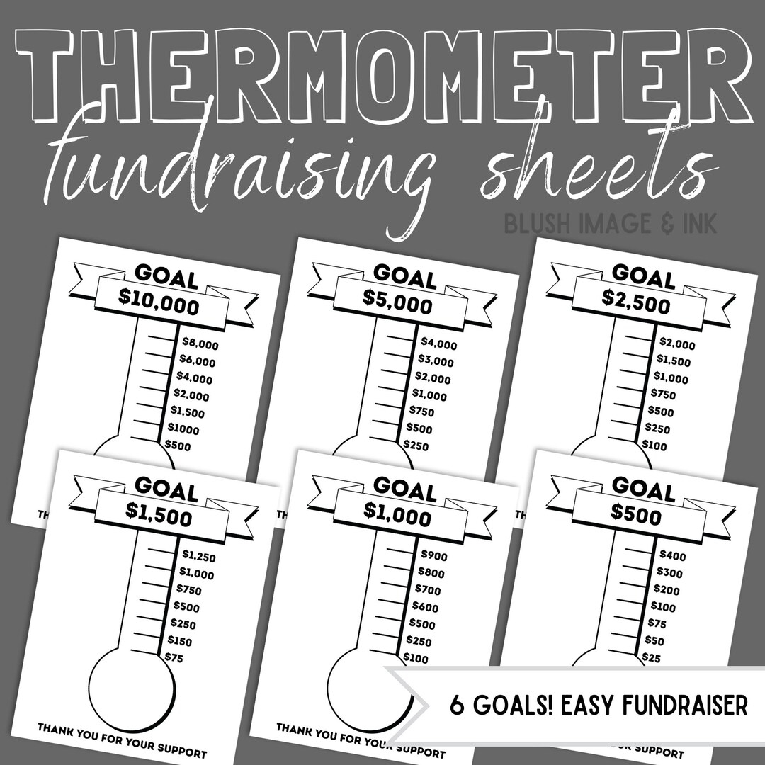 School Fundraising Thermometer Printable Donation Goal Tracker Printable Chart For Fundraisers Events And Class Projects School Fundraiser Etsy Israel