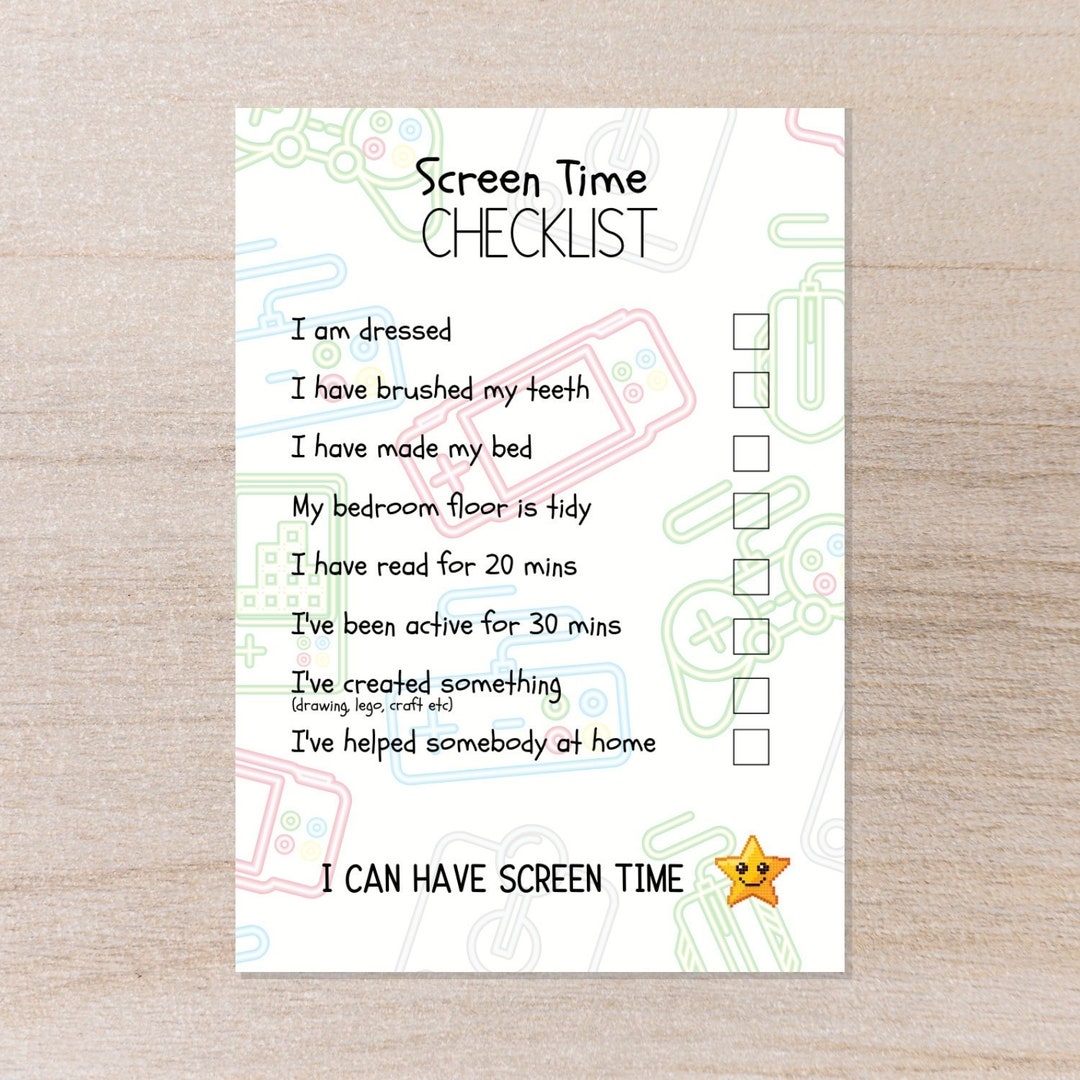 Free Printable Earning Screen Time Chart