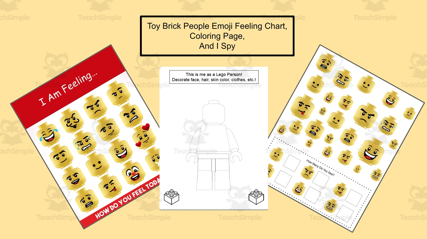 SEL Lego People Emoji Feelings Chart Coloring Page And I Spy Activity By Teach Simple