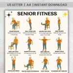 Senior Fitness Printable PDF 16 Easy Chair Standing Exercises For Seniors Gentle Mobility Strength Workout Chart Etsy