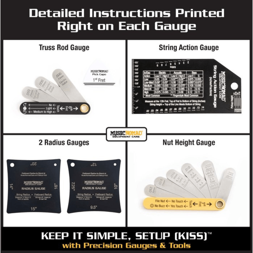 Setup Gauge Tool Kit For Electric Acoustic Classical And Bass Guitar