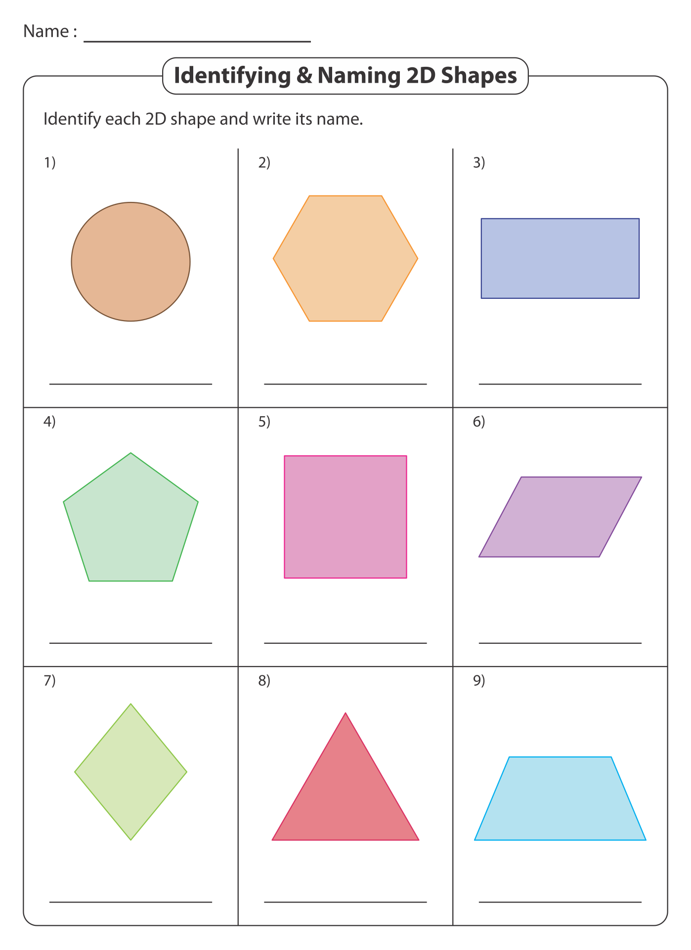 Printable 2d Shapes Chart Printable 2d Shapes Chart