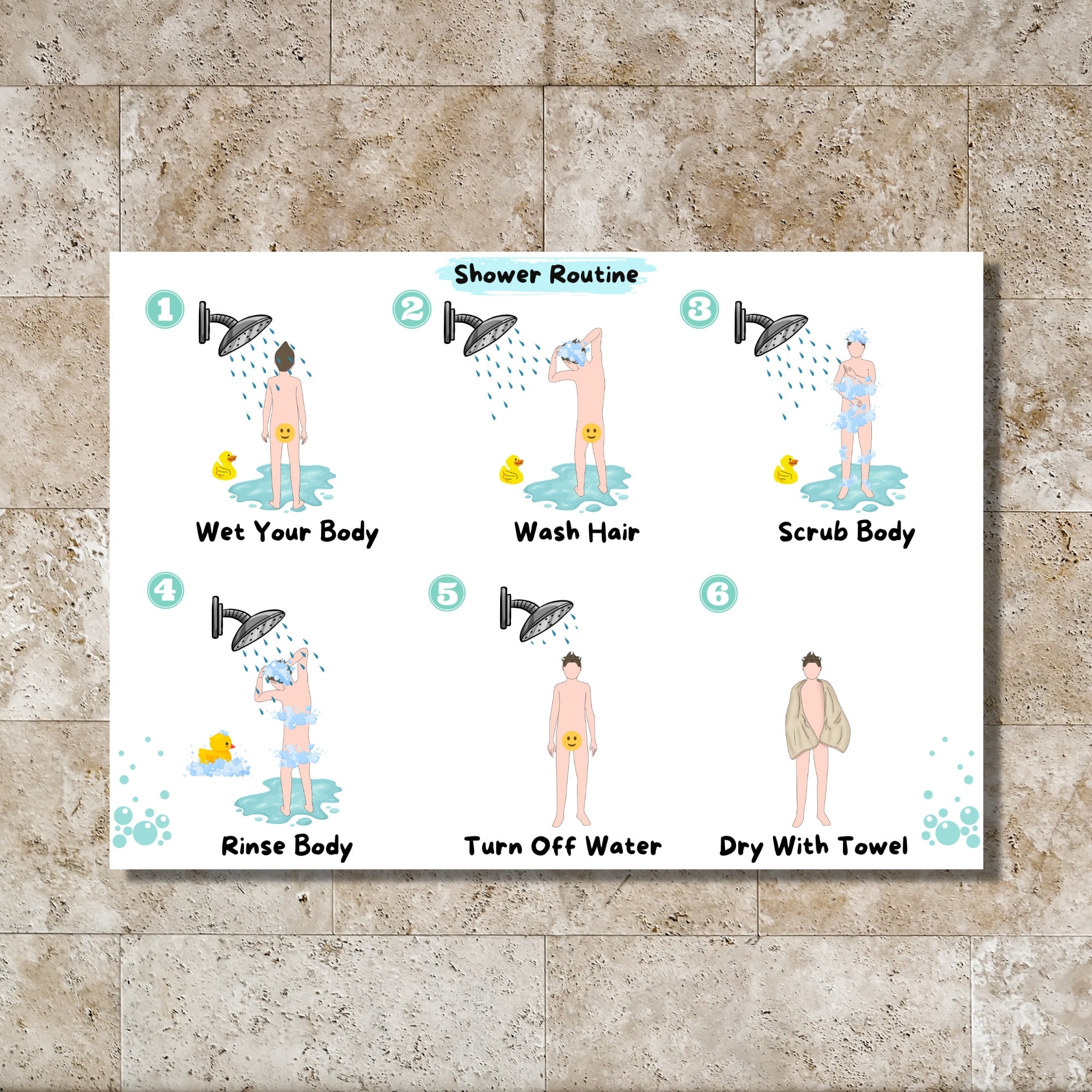 Shower Routine Chart Learning Visual Aid Boy Illustration For Kids Printable Instant Download Etsy Shower Routine Chart Learning Visual Aid Boy Illustration For Kids Printable Instant Download Etsy
