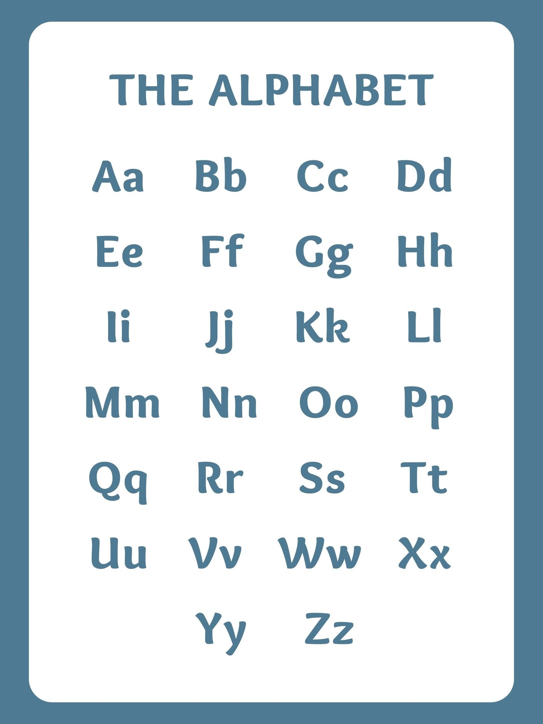 Simple Alphabet Chart Download PDF Etsy