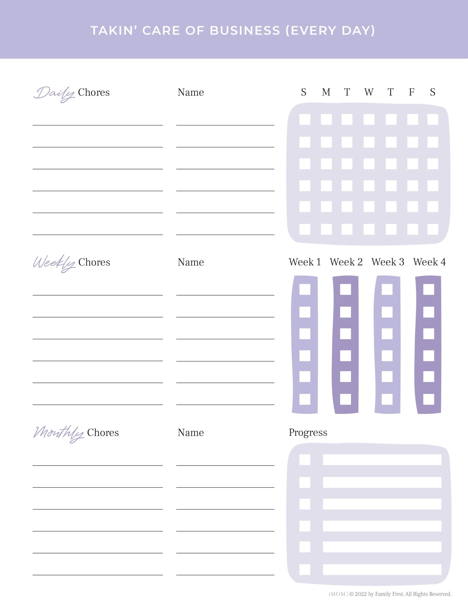Daily Responsibilities Chart Printable Daily Responsibilities Chart Printable