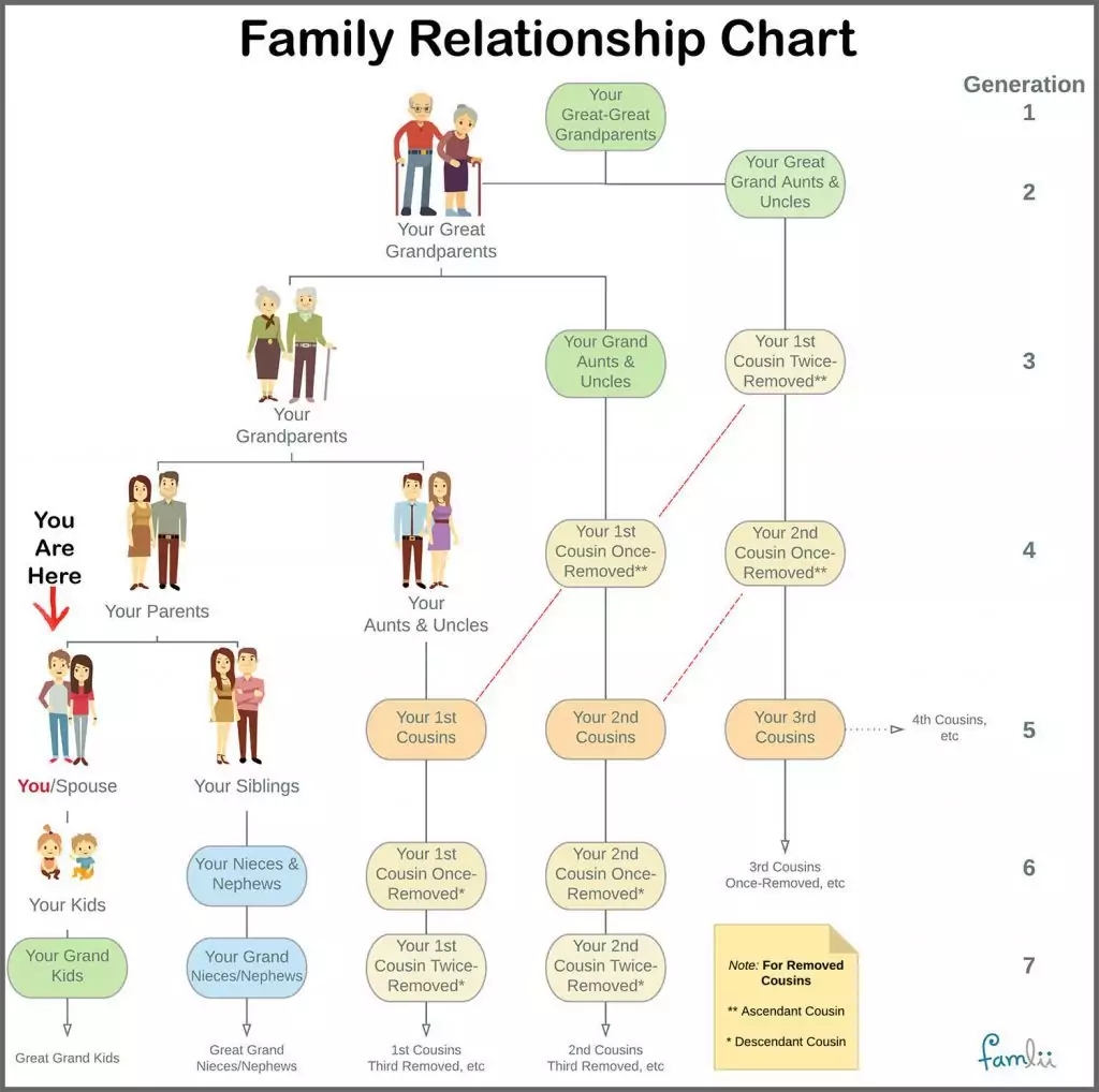 Simple Family Relationship Chart For Naming Kinfolk Famlii