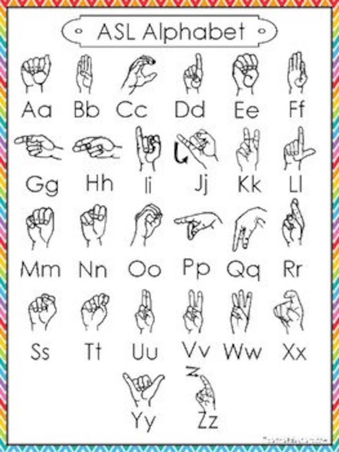 Single Printable Rainbow Border ASL Alphabet Reference Poster Prints 8 5 X 11 Inches Etsy Single Printable Rainbow Border ASL Alphabet Reference Poster Prints 8 5 X 11 Inches Etsy