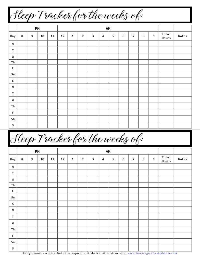 Printable Sleep Chart