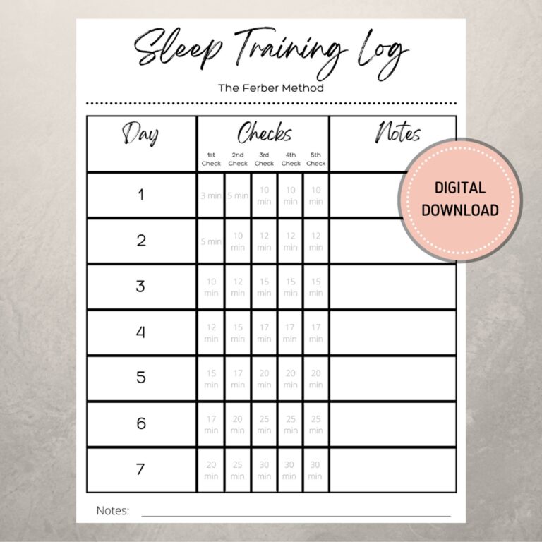 Sleep Training Ferber Method Log Baby Sleep Training Infant Sleep Printable Digital Download Baby Sleep Guide Sleep Log Etsy
