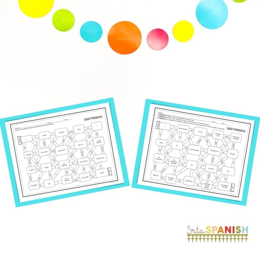 Printable Spanish Pronouns Chart