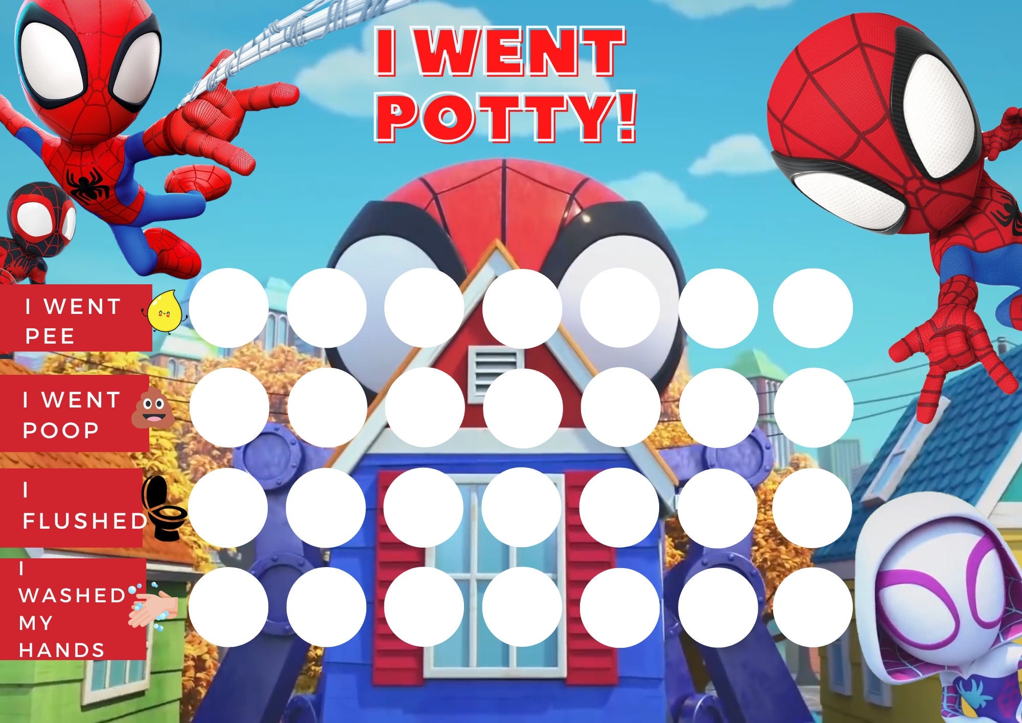 Spidey Potty Training Chart Potty Reward Chart Spidey And His Amazing Friends Toddler Reward Chart Potty Training Sticker Chart Etsy