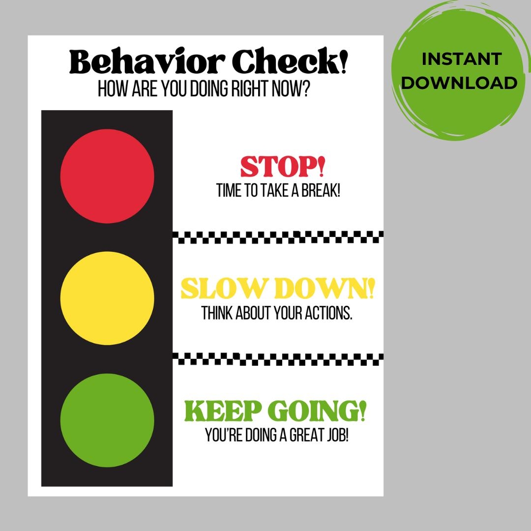 Stop Light Behavior Chart Etsy