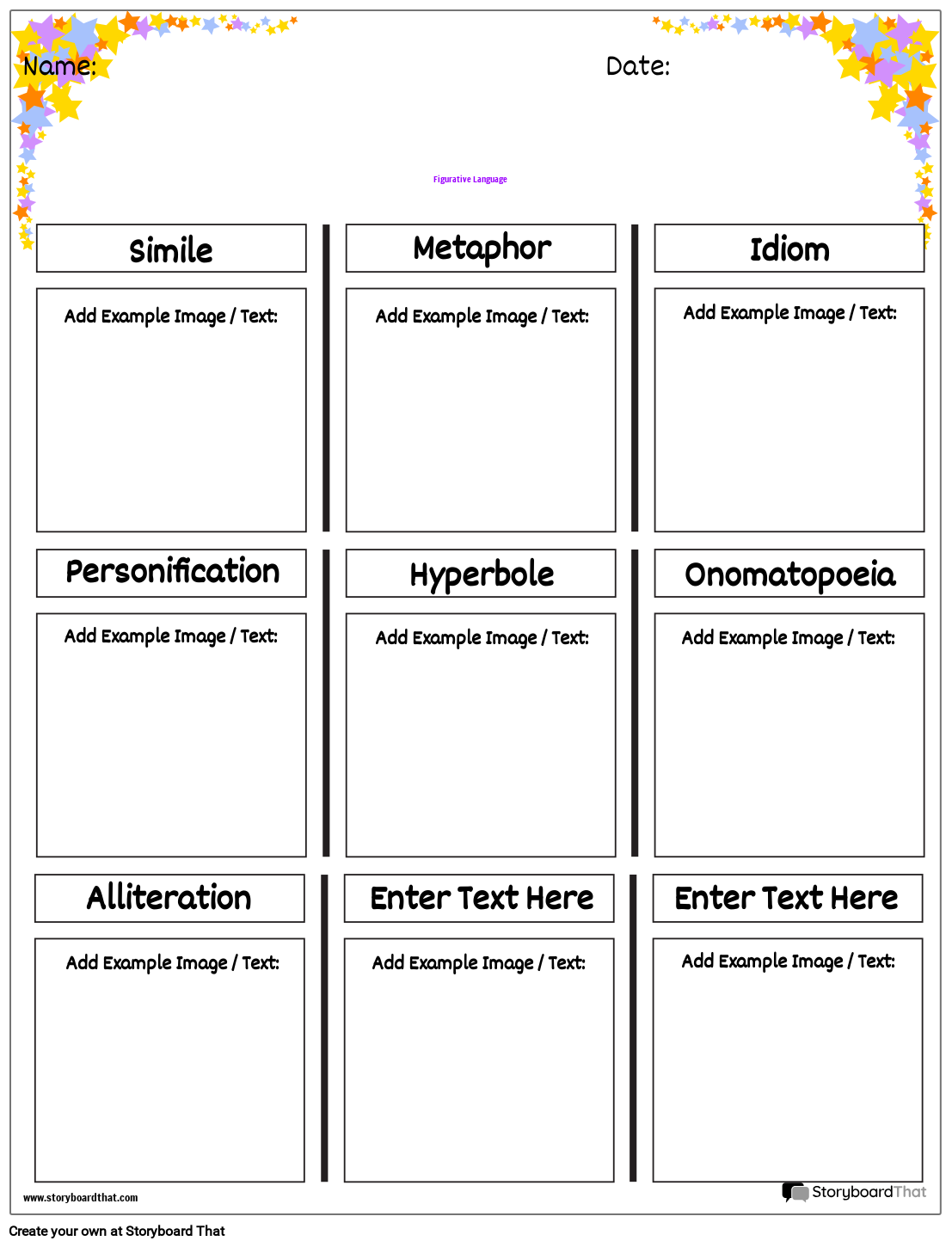 Figurative Language Chart Printable Figurative Language Chart Printable