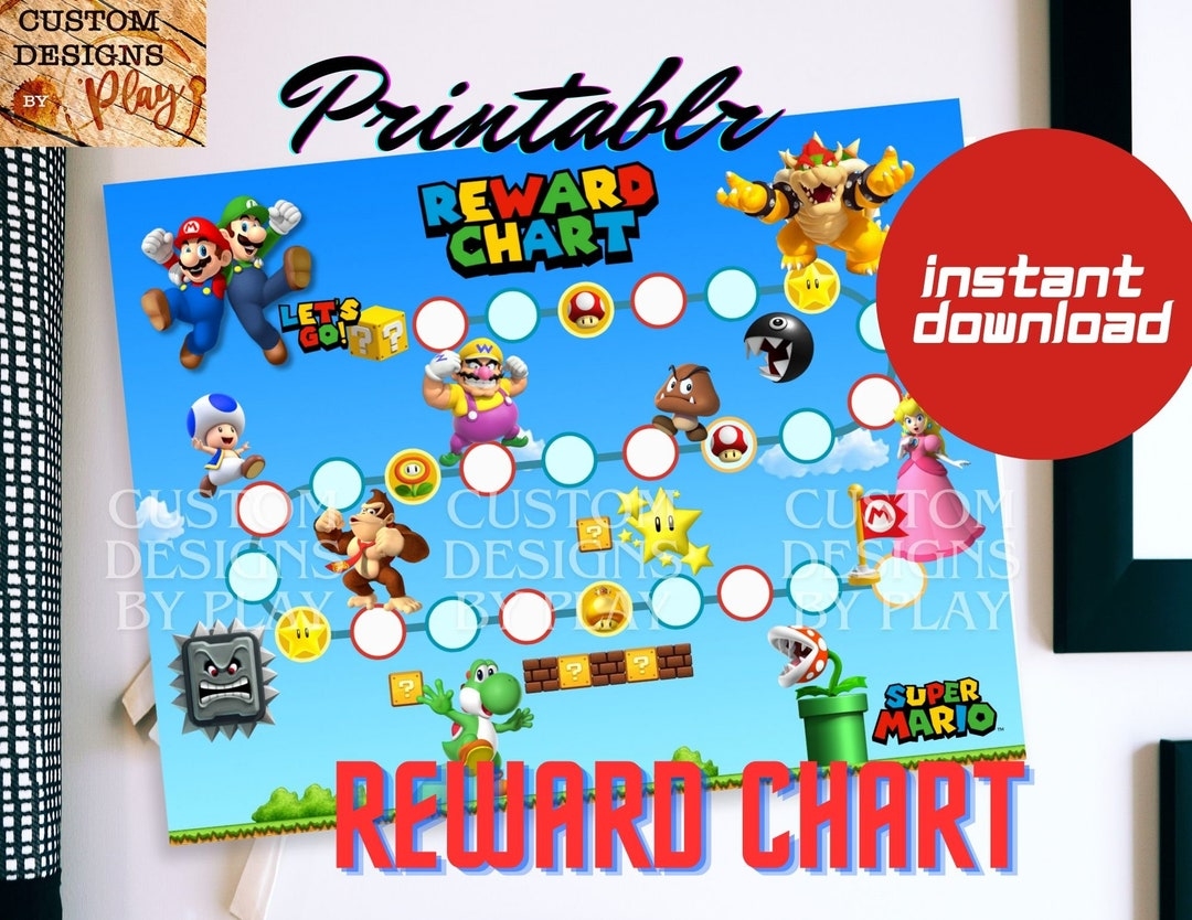 Super Mario Printable Reward Chart Potty Training Chart Digital Instant Etsy