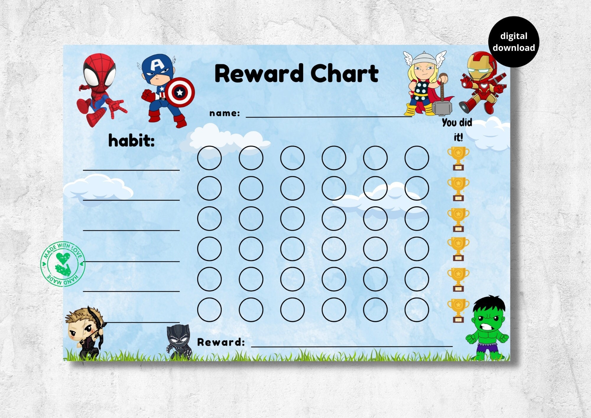Free Printable Superhero Reward Chart