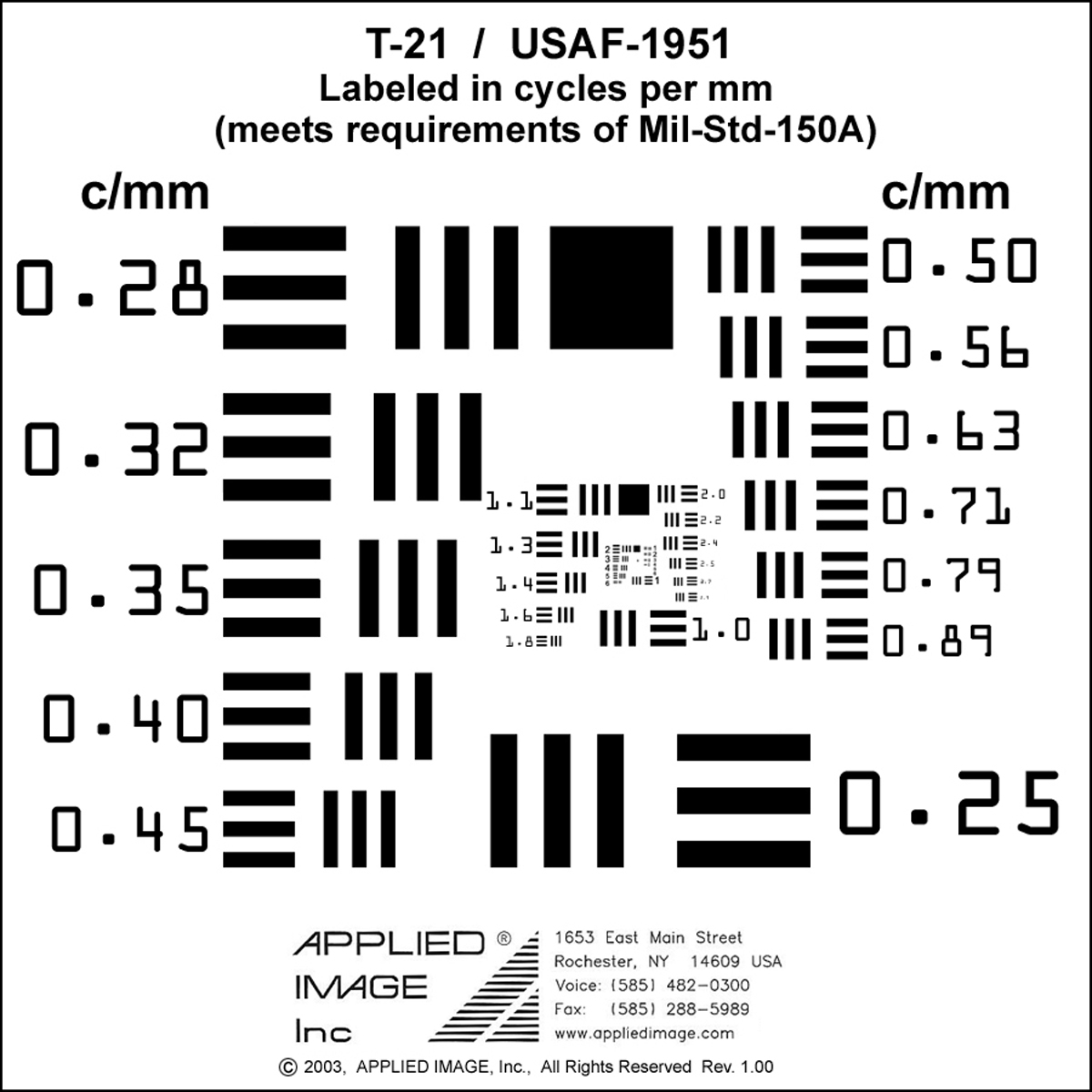 T 21 P TM USAF 1951 Direct Read Resolution Target