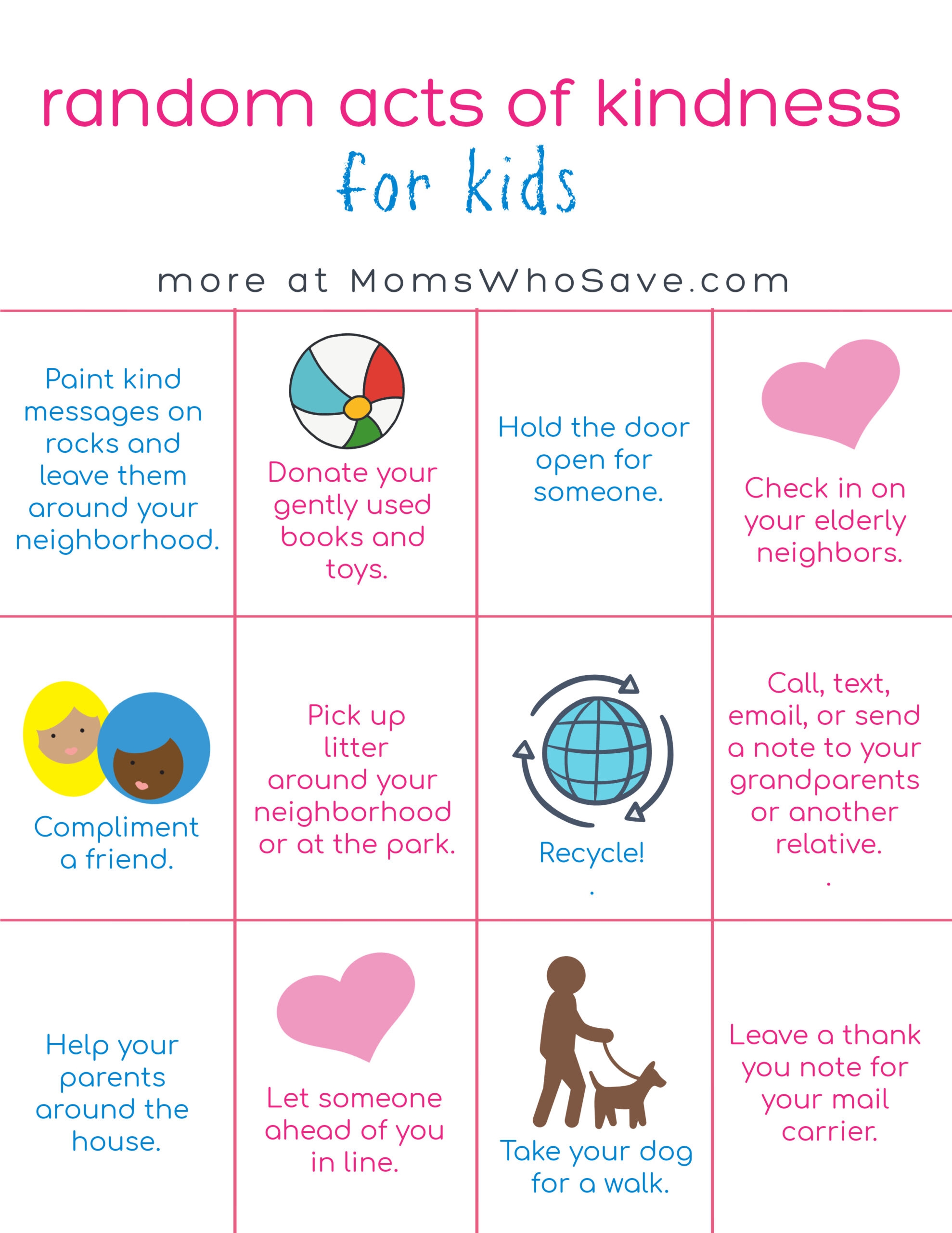 Teach Kids To Practice Kindness 30 Ideas A Free Printable MomsWhoSave Teach Kids To Practice Kindness 30 Ideas A Free Printable MomsWhoSave