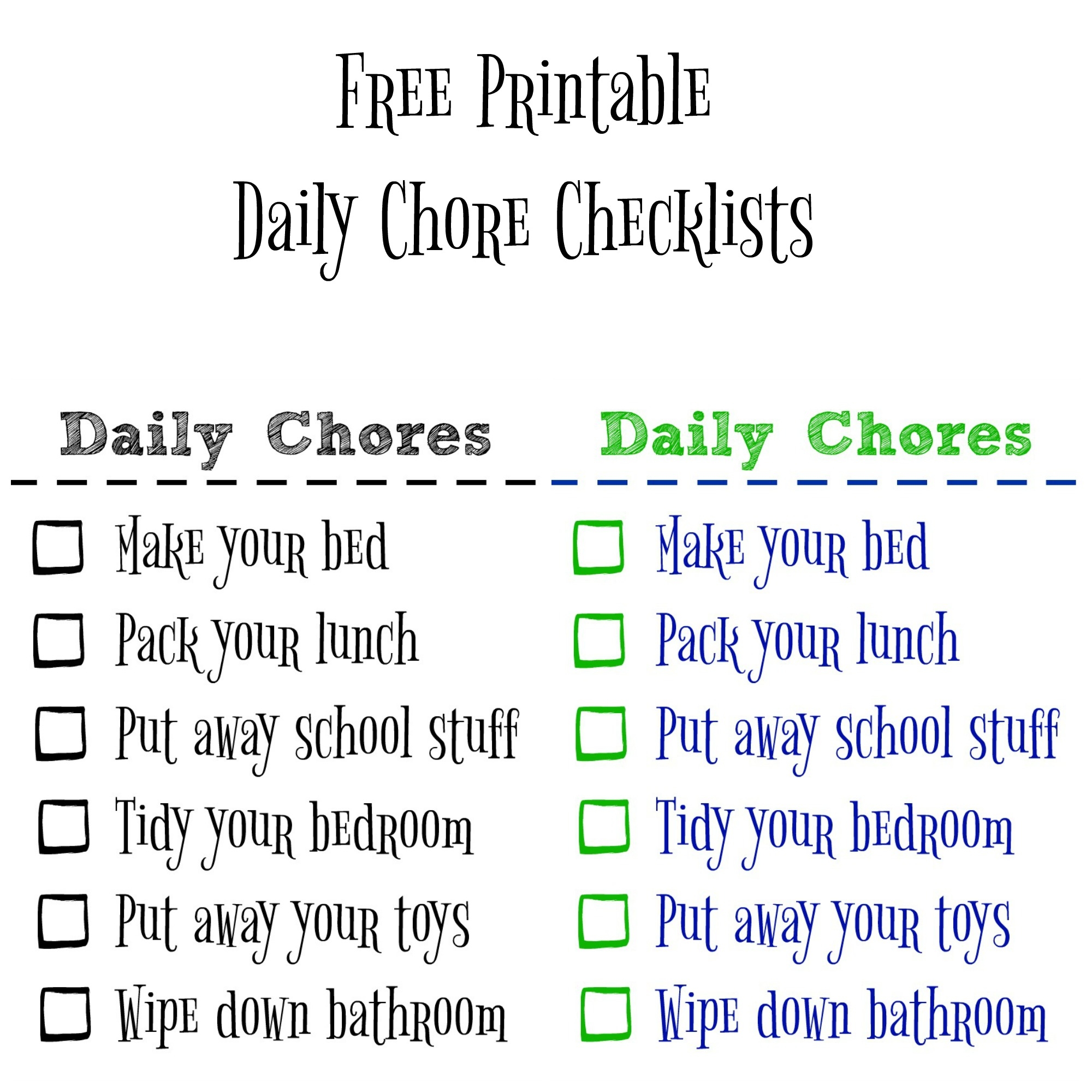 Free Printable Charts And Checklists