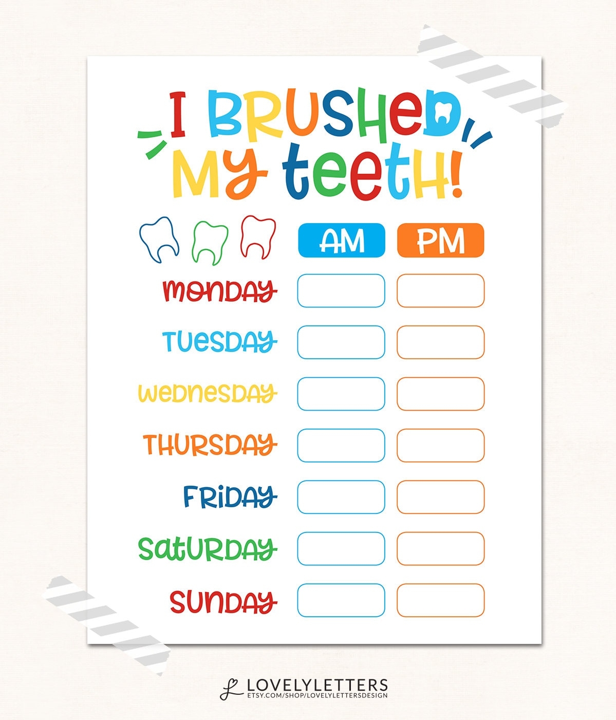 Free Printable Toothbrush Chart
