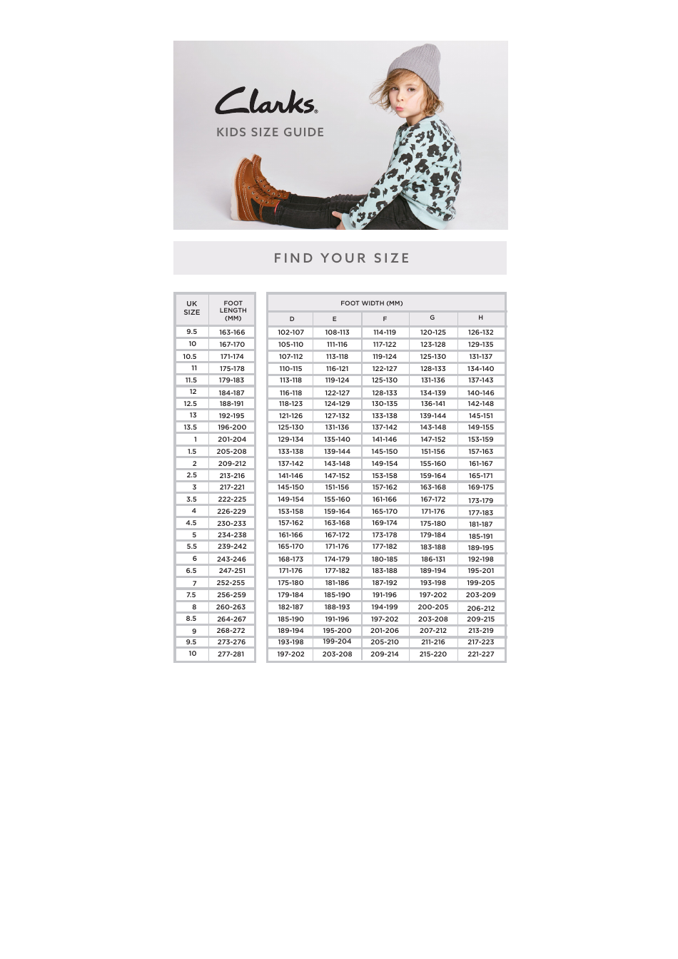 Baby Shoe Size Chart Printable