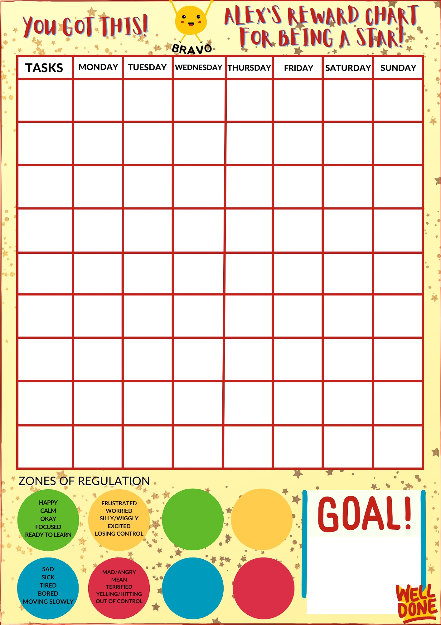 Behavior Star Chart Printable