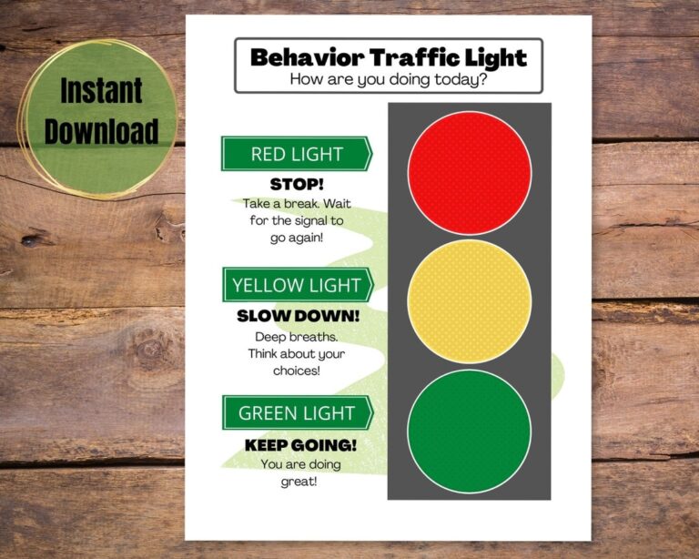 Traffic Light Behavior Chart Printable Behavior Chart For Kids Etsy