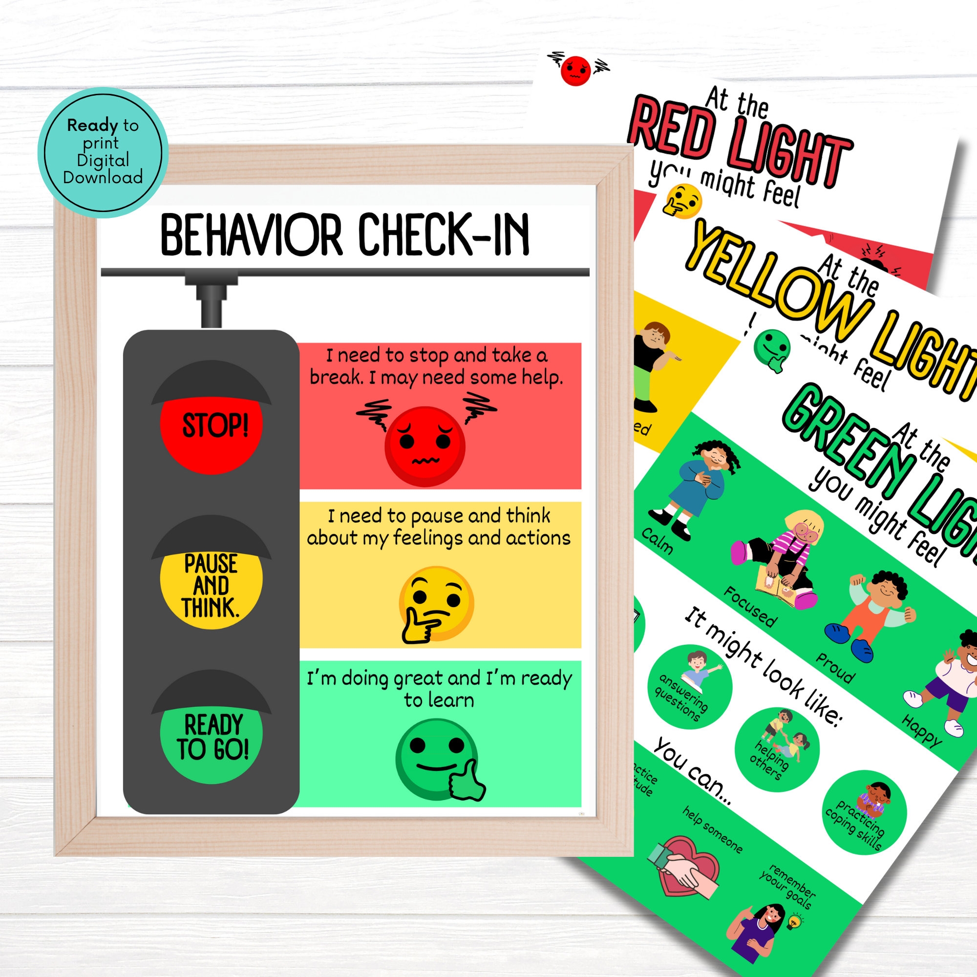 Traffic Signal Behavior Check in Kids Coping Skills digital Download Etsy