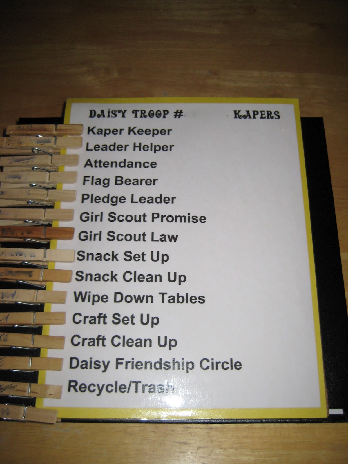 Brownie Kaper Chart Printable