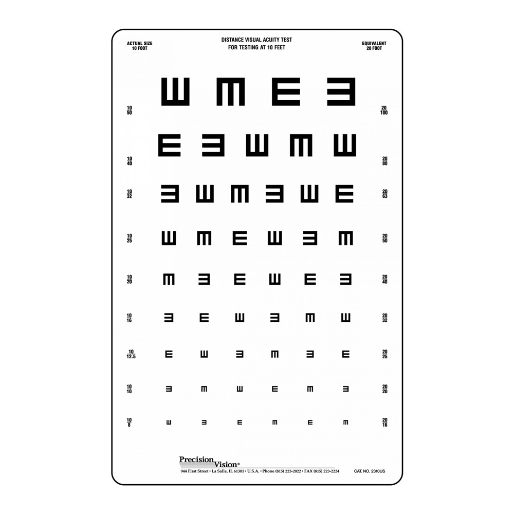 Tumbling E Eye Chart For Multilingual Illiterate Vision Testing Optometry Essentials