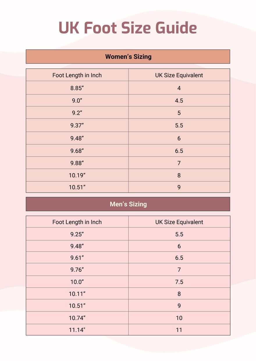 Printable Foot Size Chart Uk Printable Foot Size Chart Uk