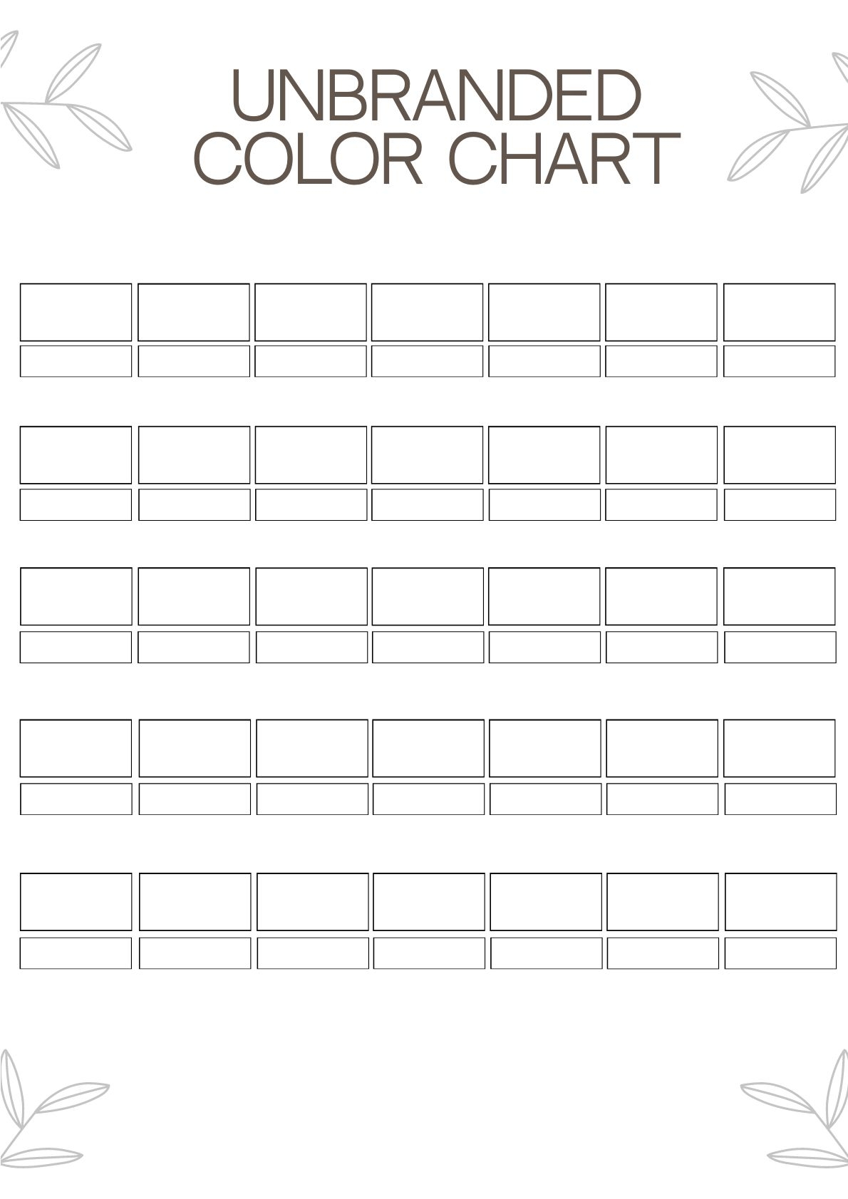 Blank Swatch Chart Printable