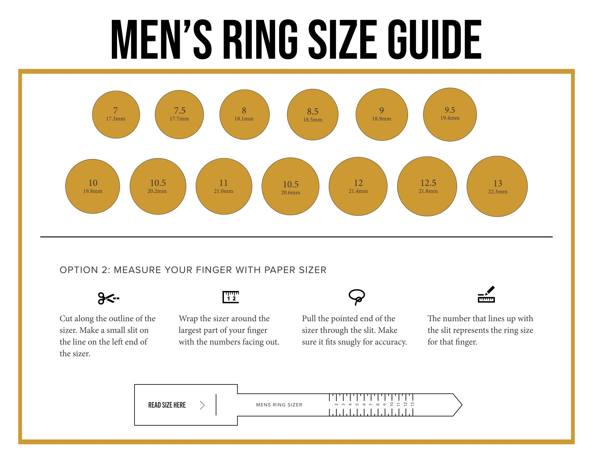 Printable Ring Chart Size
